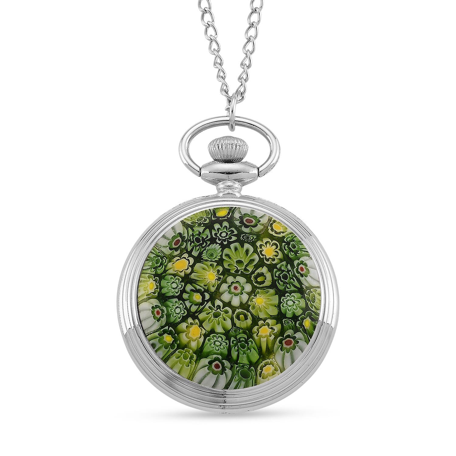 STRADA Murano Style Glass Pocket Watch 3ATM WR with  Chain