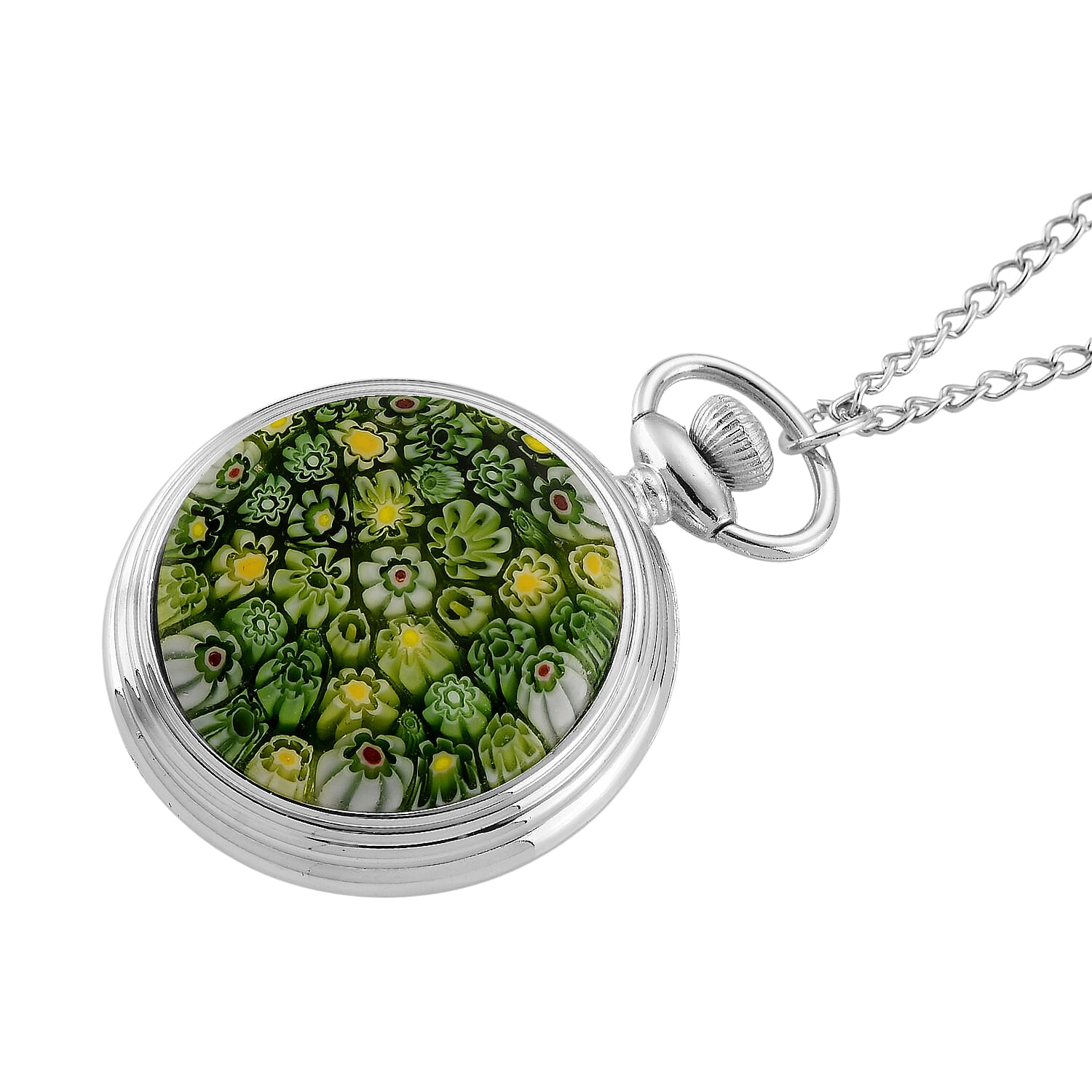 STRADA Murano Style Glass Pocket Watch 3ATM WR with  Chain