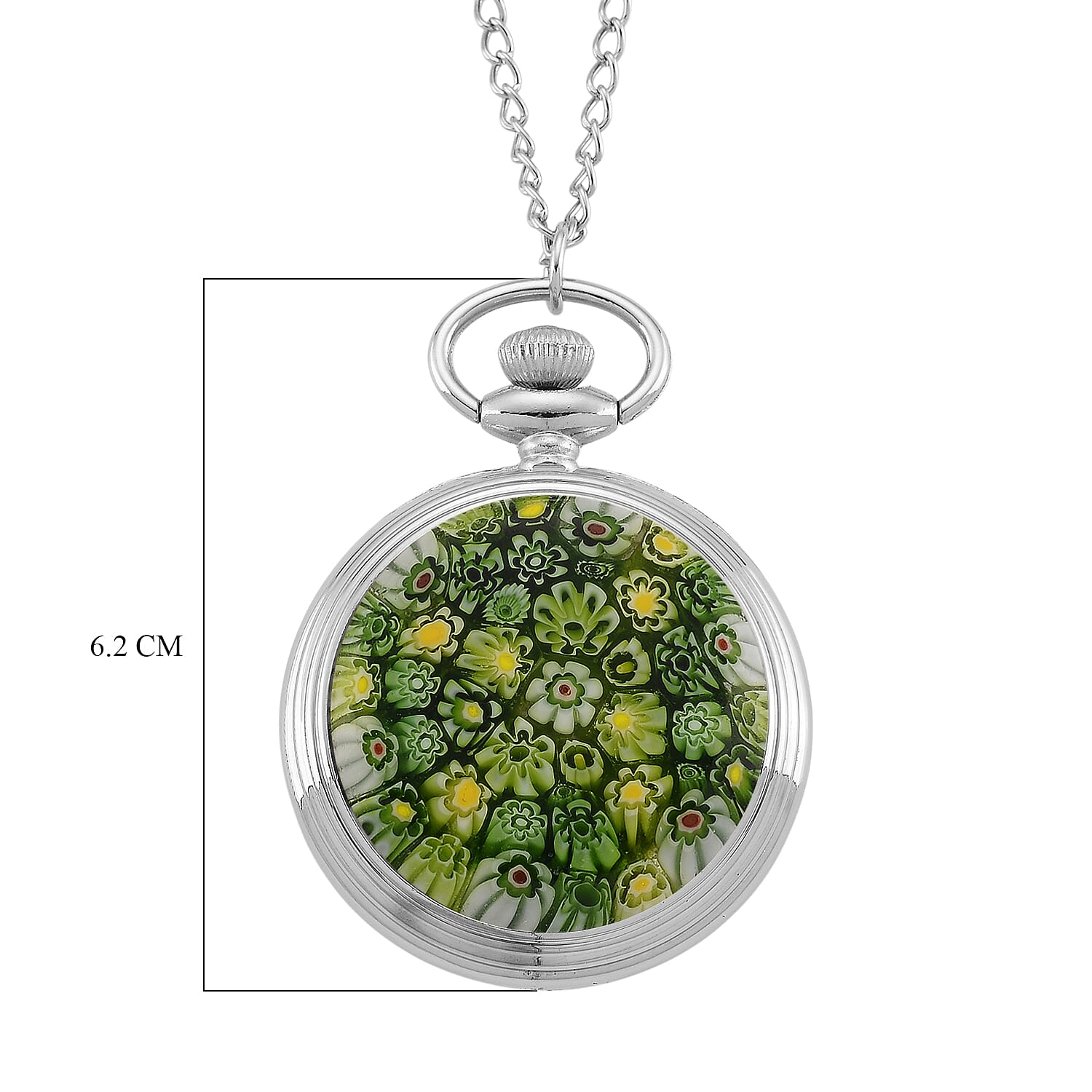 STRADA Murano Style Glass Pocket Watch 3ATM WR with  Chain