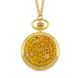 STRADA Murano Style Glass Pocket Watch 3ATM WR with  Chain