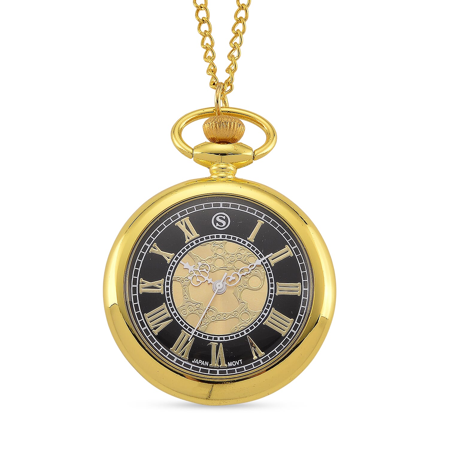 STRADA Murano Style Glass Pocket Watch 3ATM WR with  Chain