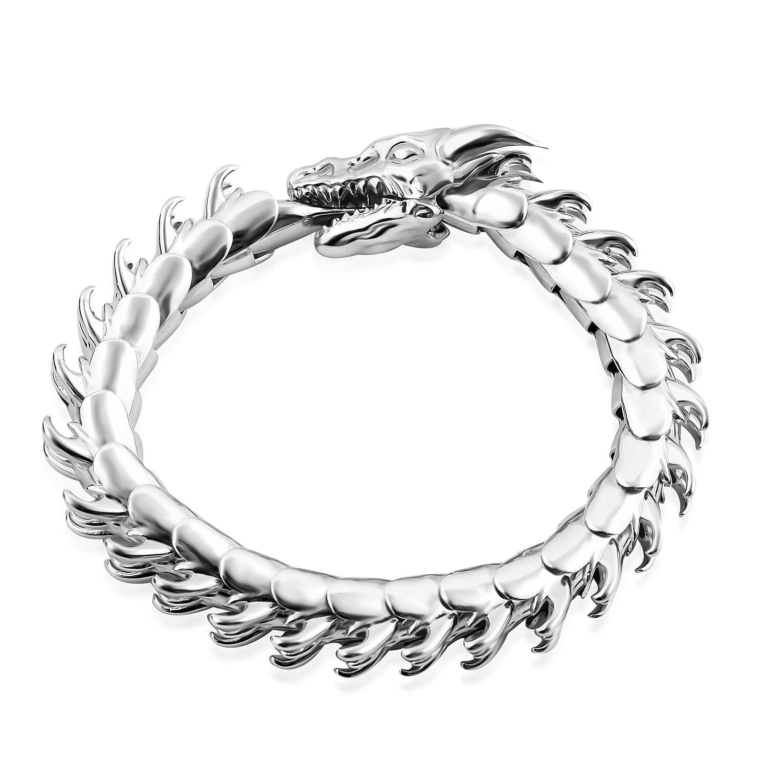 Bali Legacy  Sterling Silver Bracelet (Size - 7) with Dragon Head Clasp, Silver Wt. 61.17 Gms.