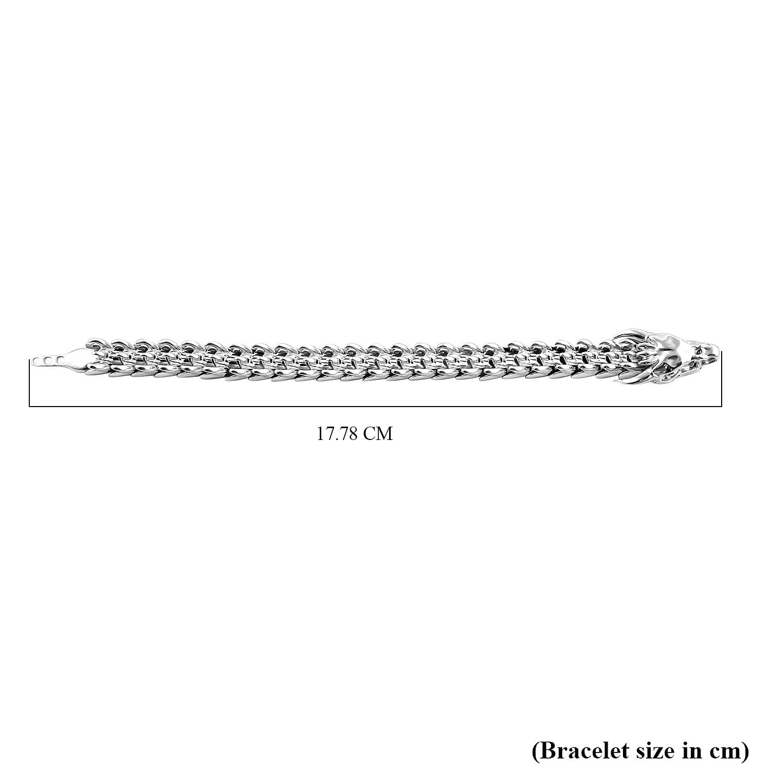 Bali Legacy  Sterling Silver Bracelet (Size - 7) with Dragon Head Clasp, Silver Wt. 61.17 Gms.