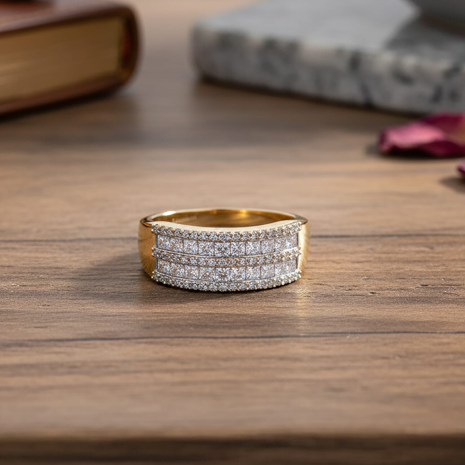 Luxuriant Lab Grown Diamond (VS-EF) Ring in 18K Vermeil Yellow Gold Plated Sterling Silver 1.50 Ct.