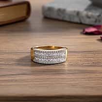 LUXURIANT 1.50 Ct. Lab Grown Diamond Multi Row Ring in 18K Vermeil Yellow Gold Over Sterling Silver (VS-EF)