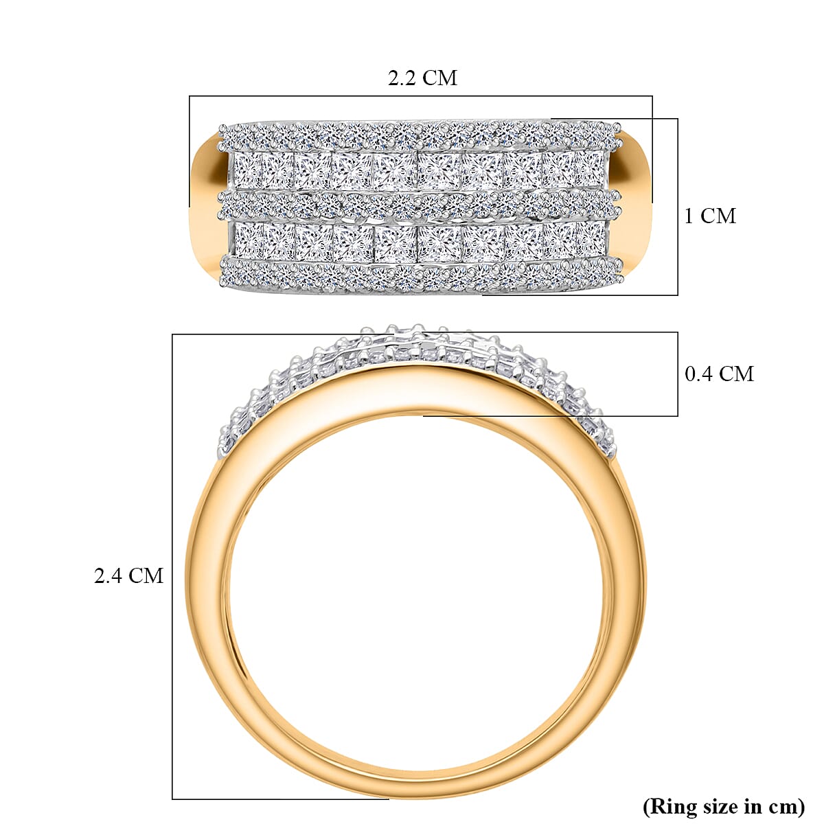 Luxuriant Lab Grown Diamond (VS-EF) Ring in 18K Vermeil Yellow Gold Plated Sterling Silver 1.50 Ct.