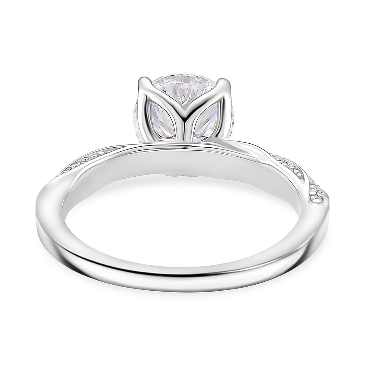 D'Joy Moissanite Ring in Rhodium Overlay Sterling Silver 2.39 Ct.