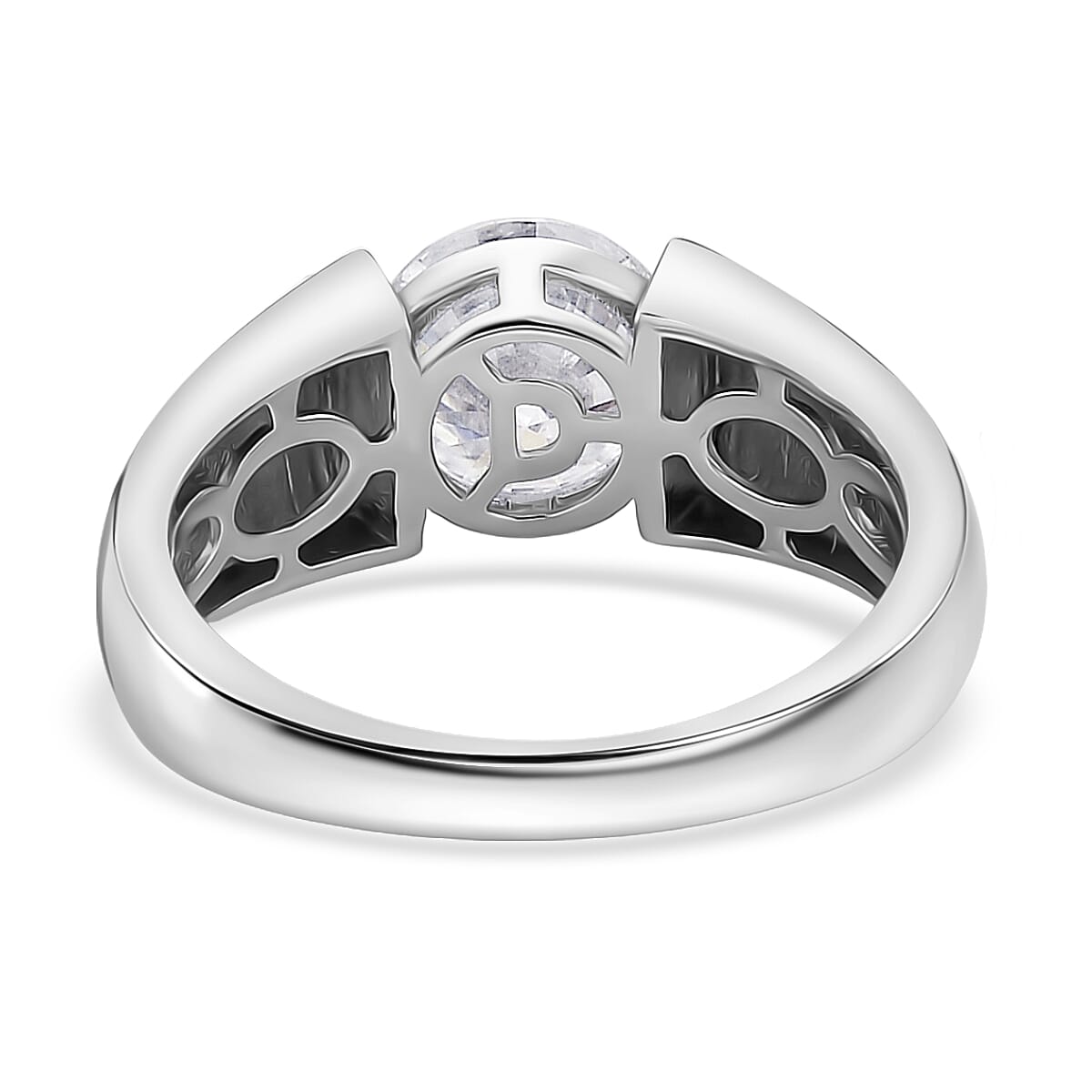 D'Joy Moissanite Solitaire Ring in Rhodium Overlay Sterling Silver 1.75 Ct.