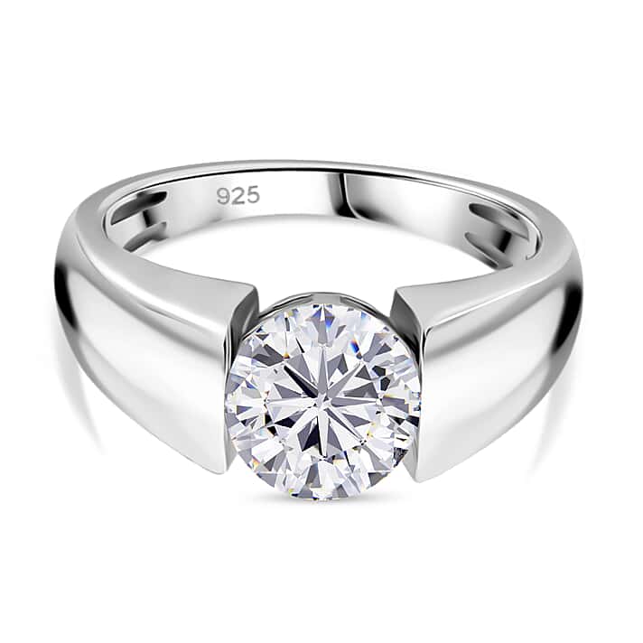 1.8 Ct. Moissanite Solitaire Ring in Rhodium Sterling Silver