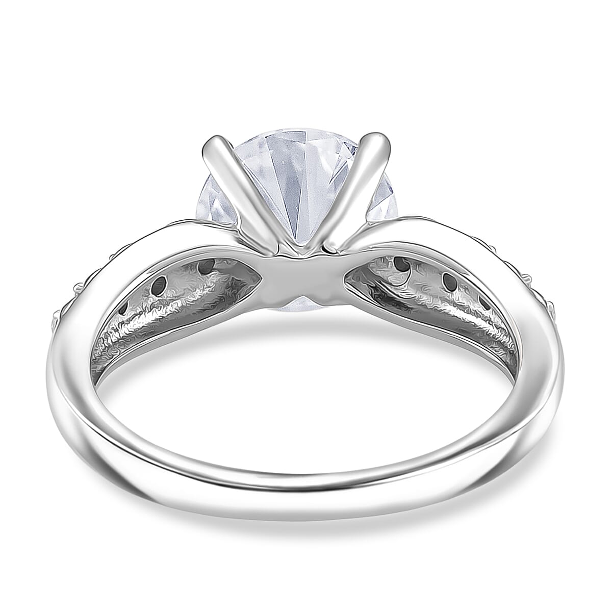 D'Joy Moissanite Ring in Rhodium Overlay Sterling Silver 3.89 Ct.