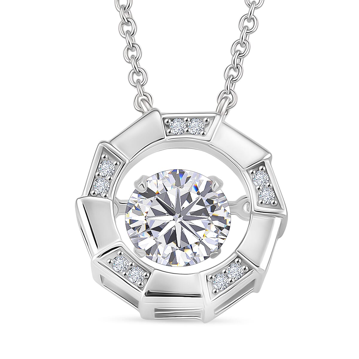 D'Joy Moissanite Necklace (Size 18) with Lobster Clasp in Rhodium Overlay Sterling Silver 1.88 Ct.