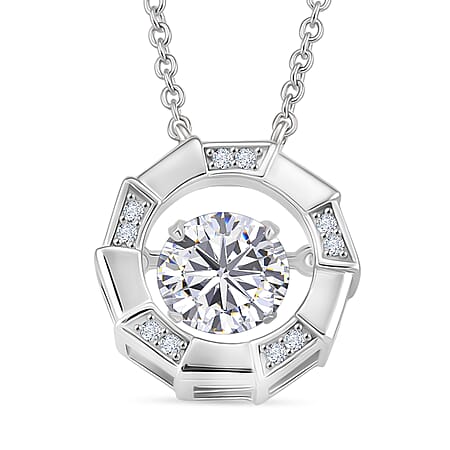 1.9 Ct. Moissanite Solitaire necklace in Rhodium Sterling Silver