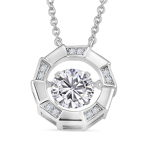 D'Joy Moissanite Necklace (Size 18) with Lobster Clasp in Rhodium Overlay Sterling Silver 1.88 Ct.