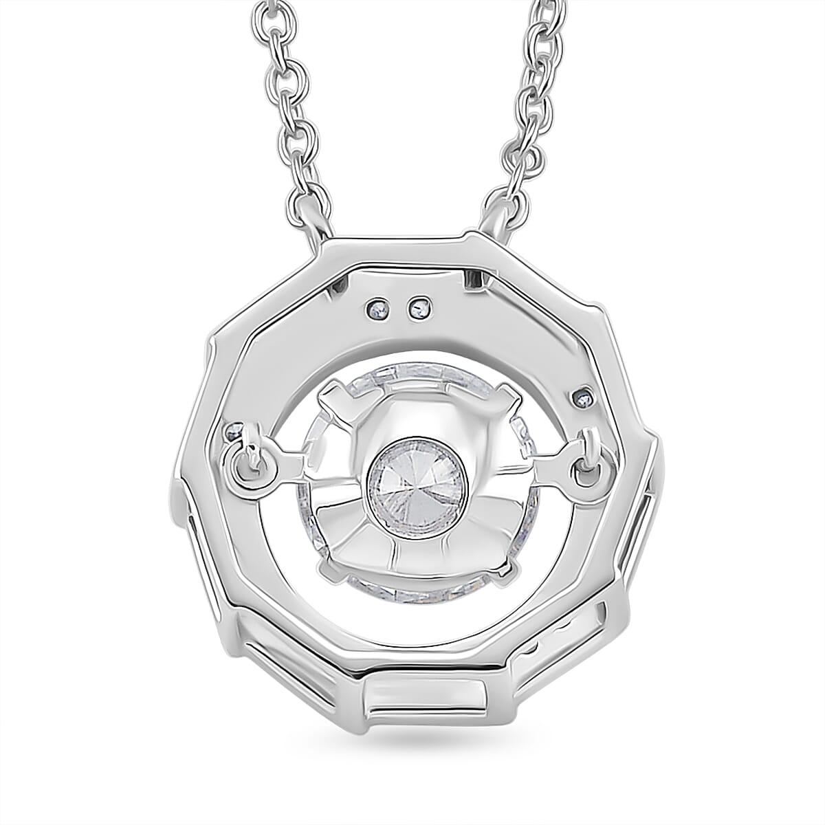 D'Joy Moissanite Necklace (Size 18) with Lobster Clasp in Rhodium Overlay Sterling Silver 1.88 Ct.