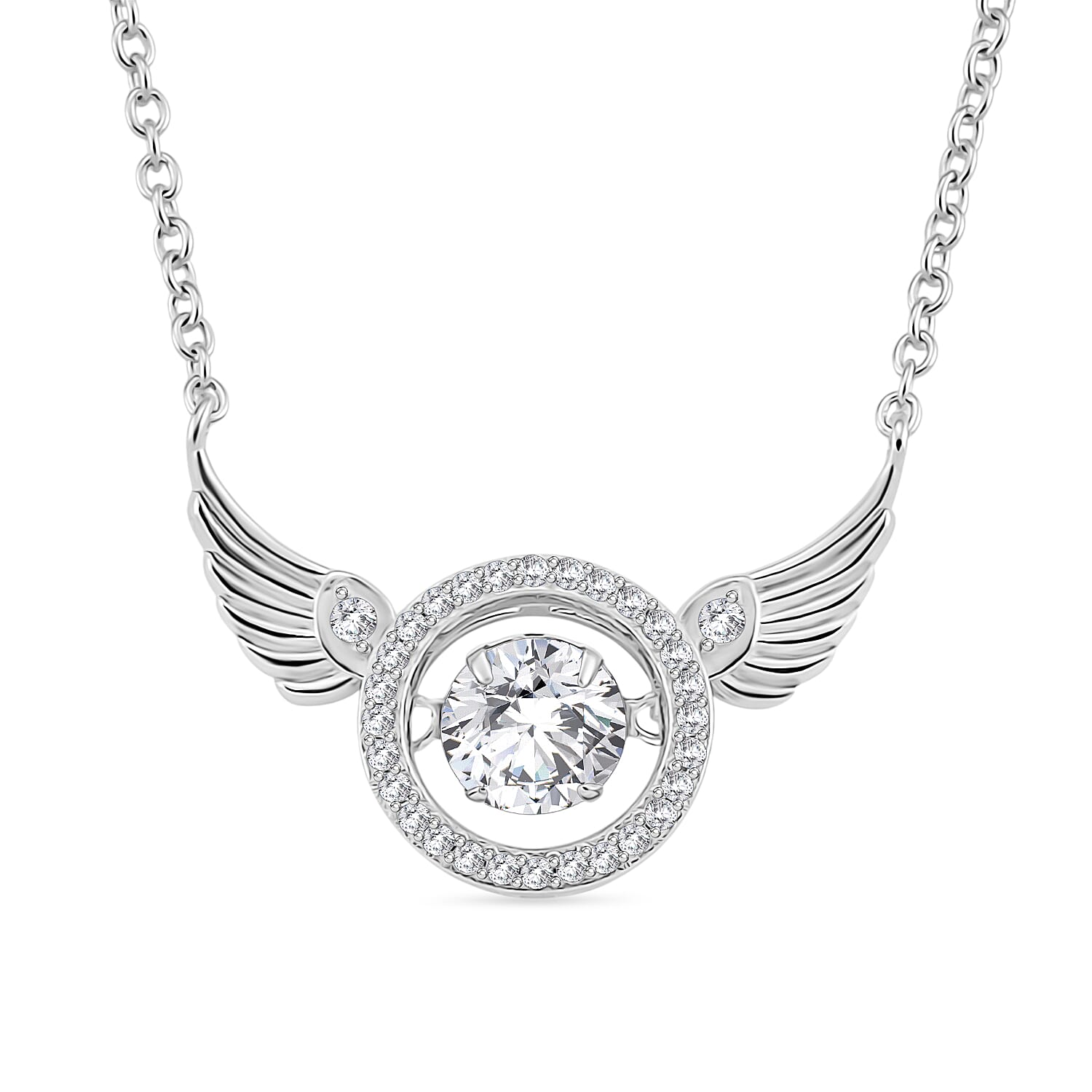D'Joy Moissanite Necklace (Size 18) in Rhodium Overlay Sterling Silver 1.11 Ct.