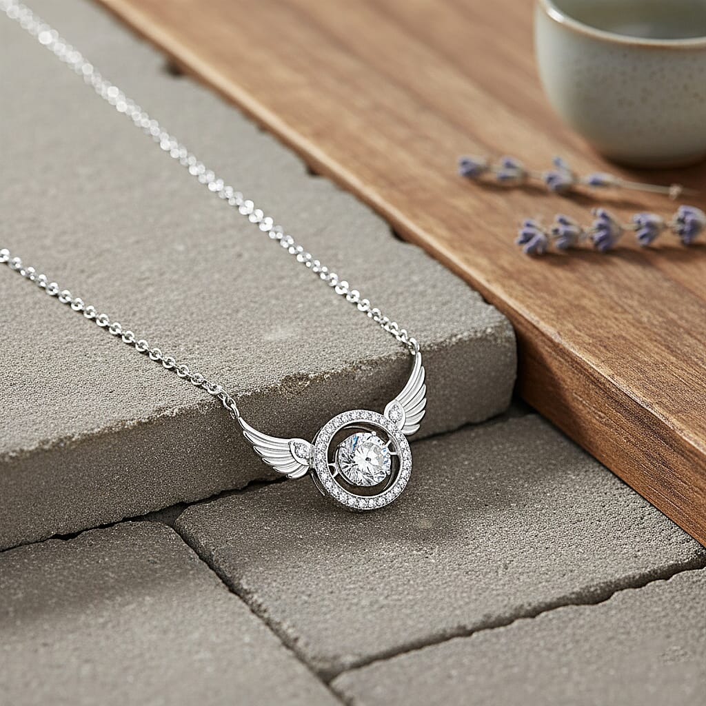 D'Joy Moissanite Necklace (Size 18) in Rhodium Overlay Sterling Silver 1.11 Ct.