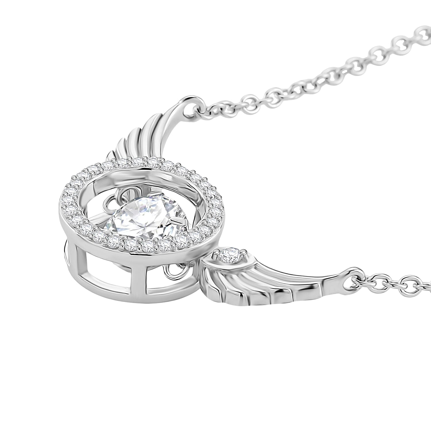 D'Joy Moissanite Necklace (Size 18) in Rhodium Overlay Sterling Silver 1.11 Ct.