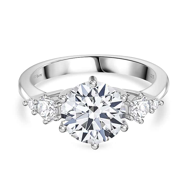 4.3 Ct. Moissanite Solitaire Ring in Rhodium Sterling Silver
