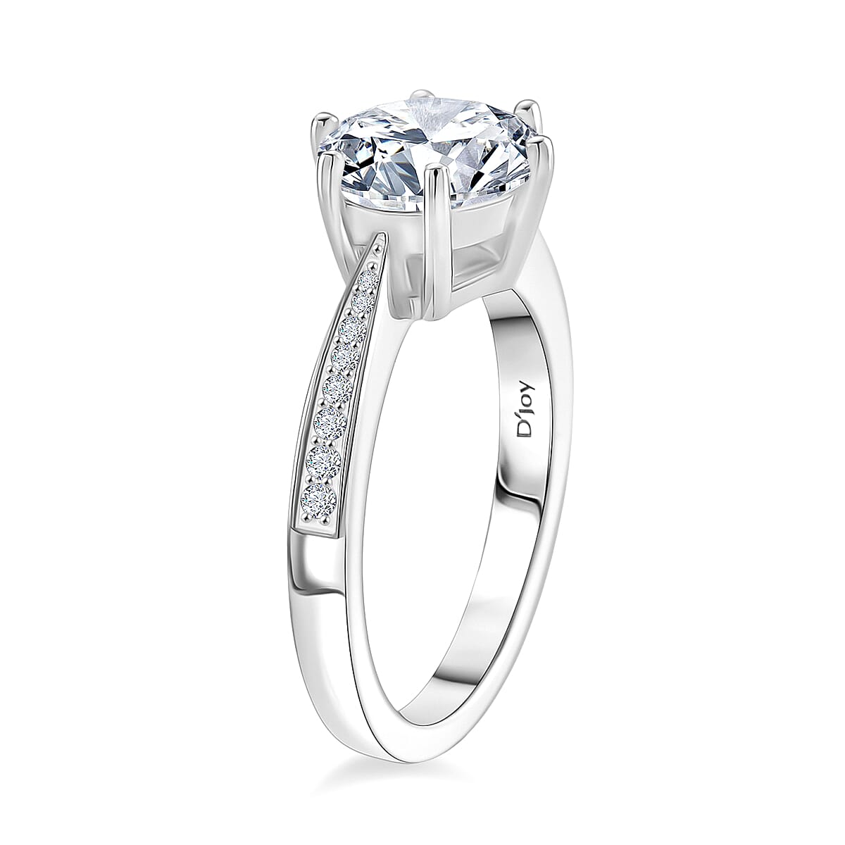 D'Joy Moissanite Ring in Rhodium Overlay Sterling Silver 3.94 Ct.