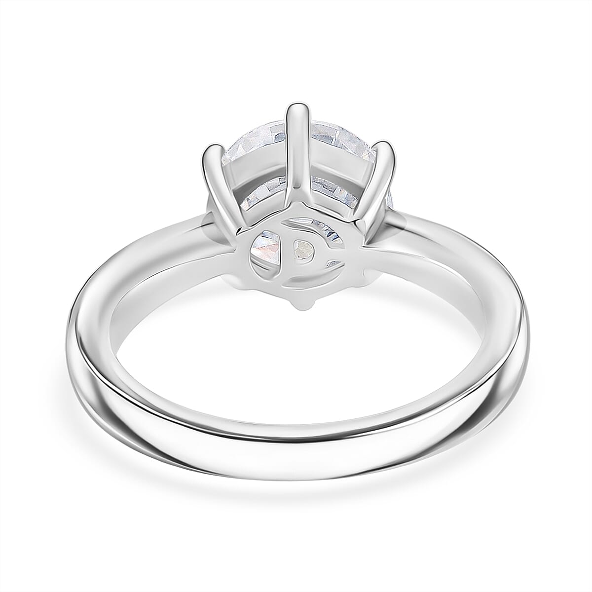 D'Joy Moissanite Ring in Rhodium Overlay Sterling Silver 3.94 Ct.