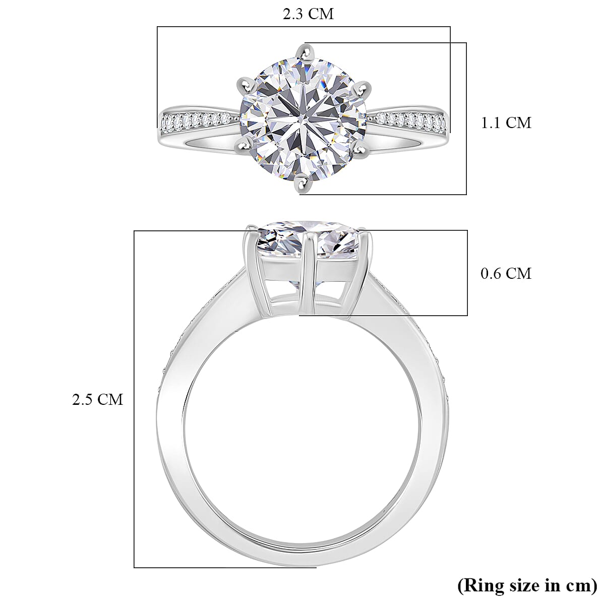 D'Joy Moissanite Ring in Rhodium Overlay Sterling Silver 3.94 Ct.