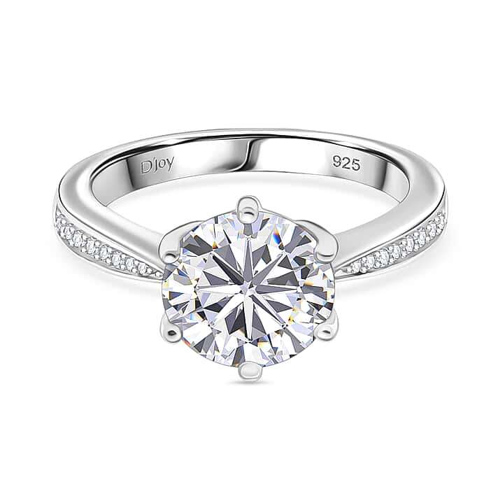 3.9 Ct. Moissanite Solitaire Ring in Rhodium Sterling Silver