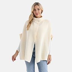 Styledby Knitted Cape Cardigan With Button-Detail (Fits Uk 10-18) - Cream