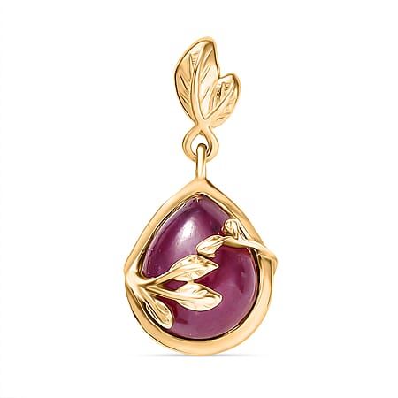 D'Joy Cabo Delgado Ruby Solitaire Pendant with Yellow Gold Plated Sterling Silver 3.66 Ct.