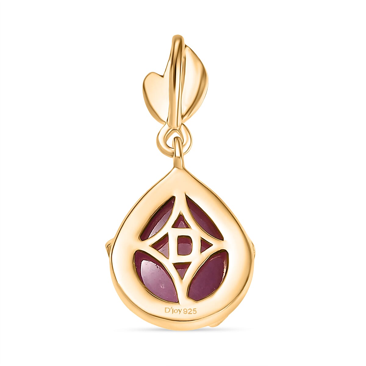 D'Joy Cabo Delgado Ruby Solitaire Pendant with Yellow Gold Plated Sterling Silver 3.66 Ct.
