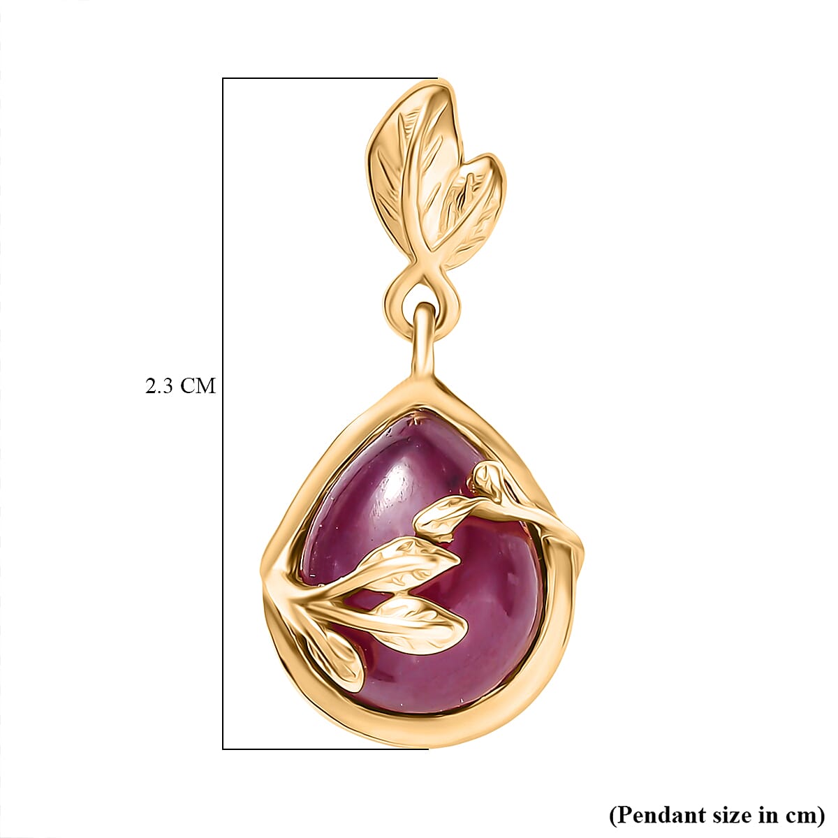D'Joy Cabo Delgado Ruby Solitaire Pendant with Yellow Gold Plated Sterling Silver 3.66 Ct.