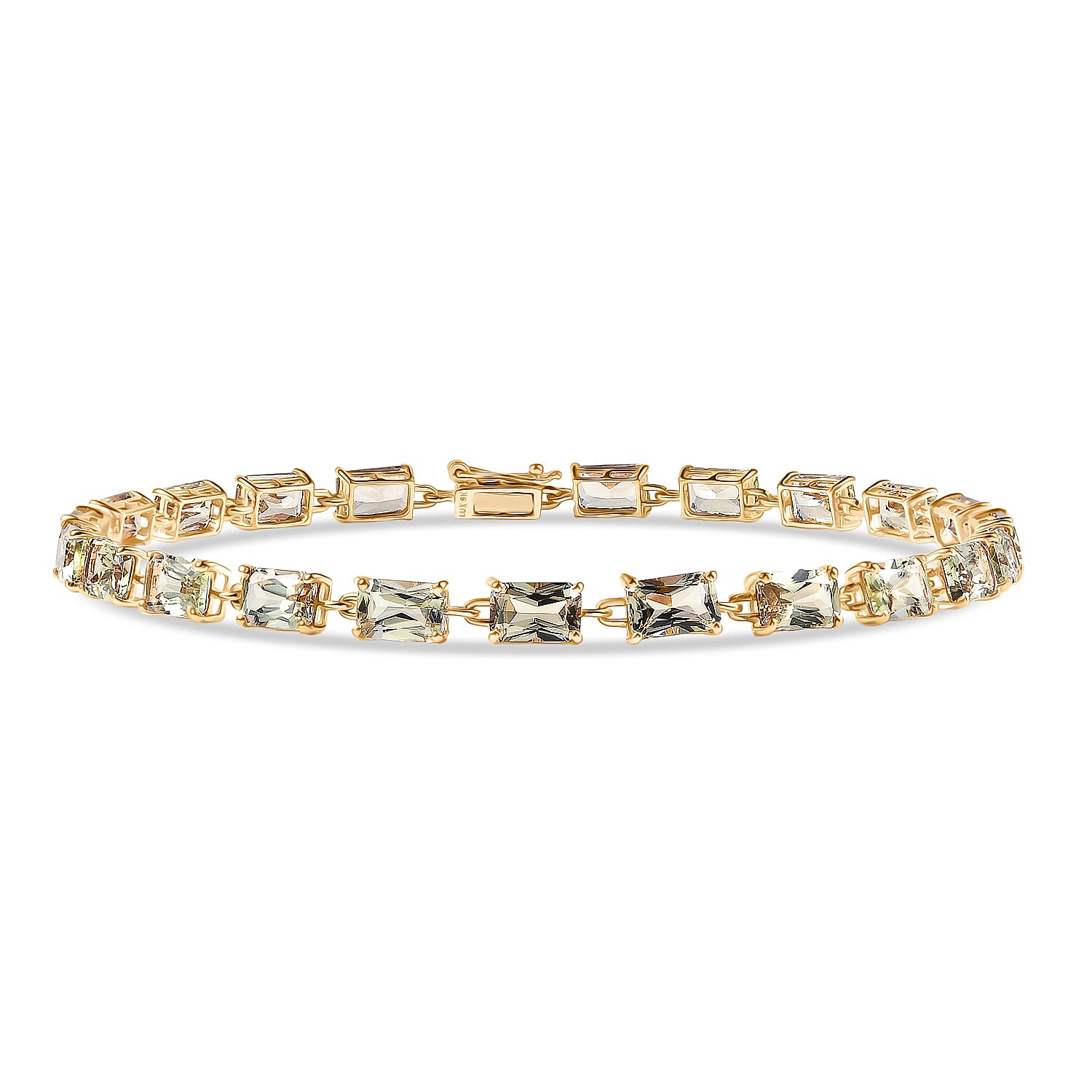Black Friday Doorbuster - Luxoro 9K Yellow Gold AAA Radiant Cut Natural Turkizite Bracelet (Size 8) with GB Lock Box 13.69 Ct.