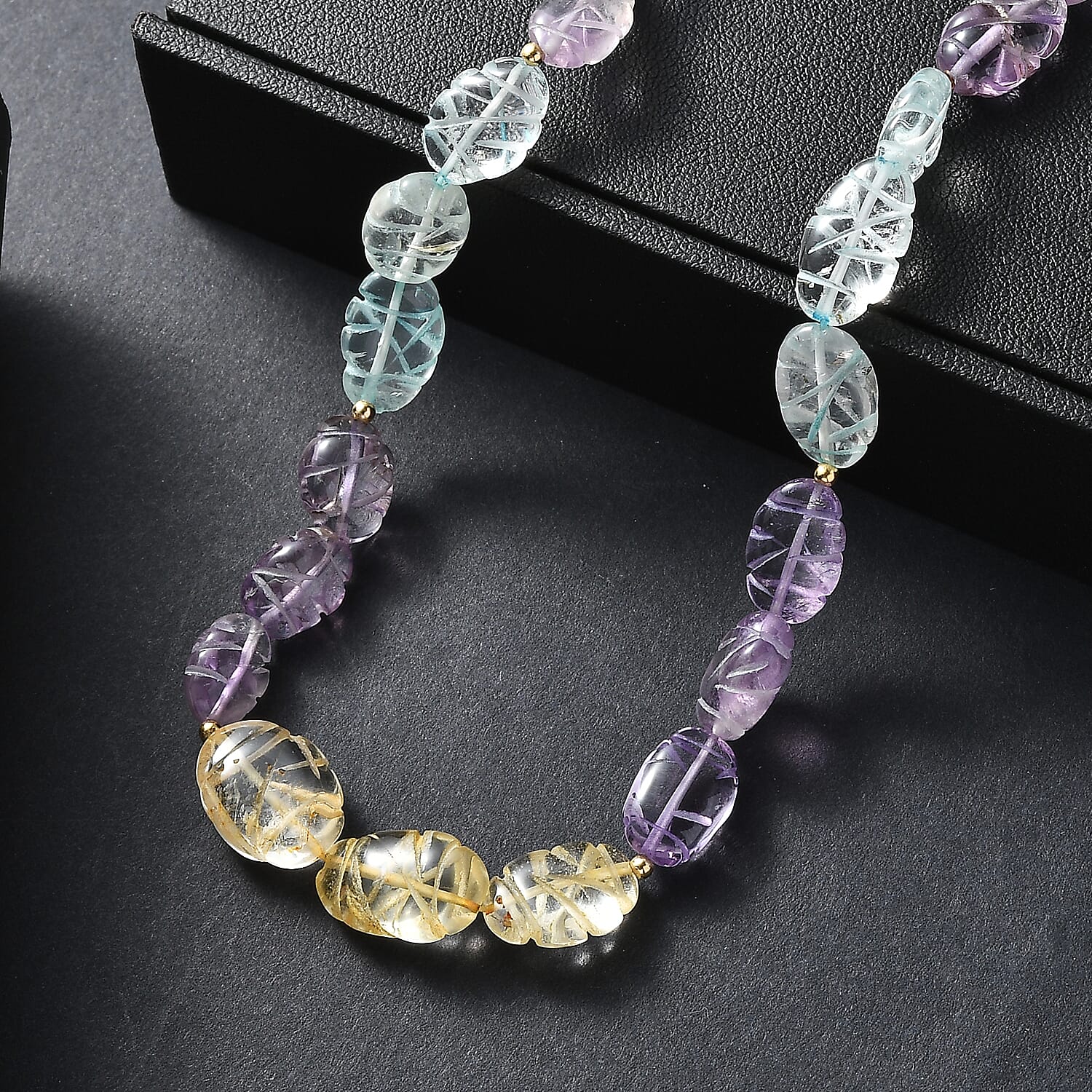 D'Joy Aquamarine, Citrine & African Amethyst Necklace (Size 18) in 18K Vermeil Yellow Gold Plated Sterling Silver 115.00 Ct.