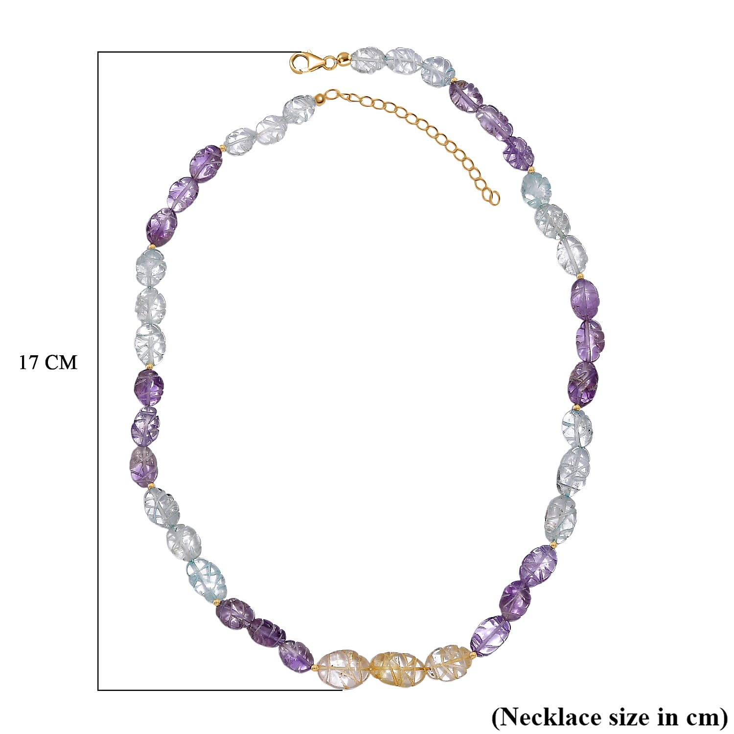 D'Joy Aquamarine, Citrine & African Amethyst Necklace (Size 18) in 18K Vermeil Yellow Gold Plated Sterling Silver 115.00 Ct.