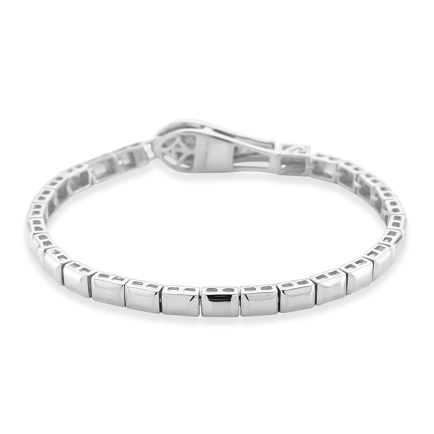 Luxuriant Lab Grown Diamond (SI-GH) Tennis Bracelet (Size 7.5) in Rhodium Overlay Sterling Silver, Silver Wt. 14.26 Gms.