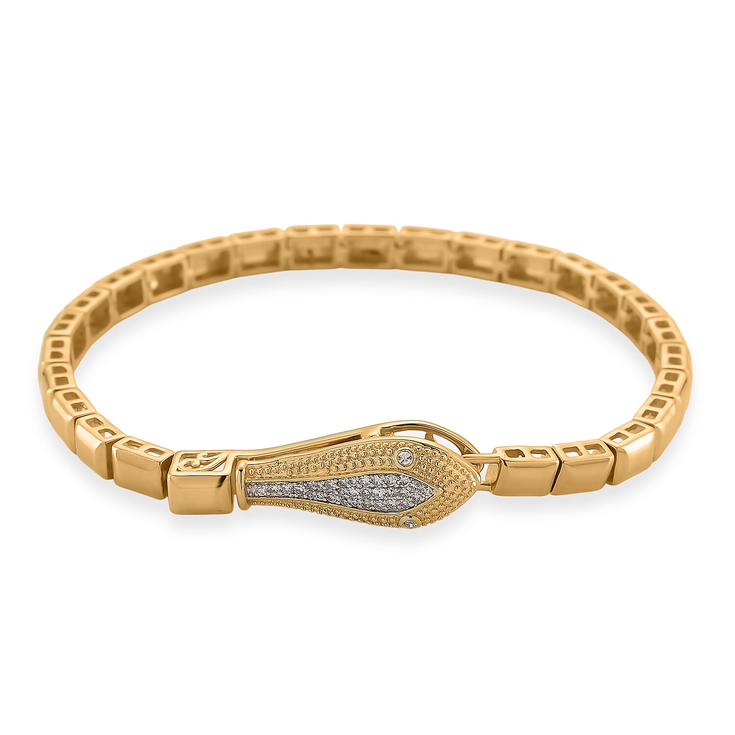 Luxuriant Lab Grown Diamond (SI-GH) Tennis Bracelet (Size 7.5) in 18K Vermeil Yellow Gold Plated Sterling Silver 0.20 Ct, Silver Wt. 14.14 Gms.