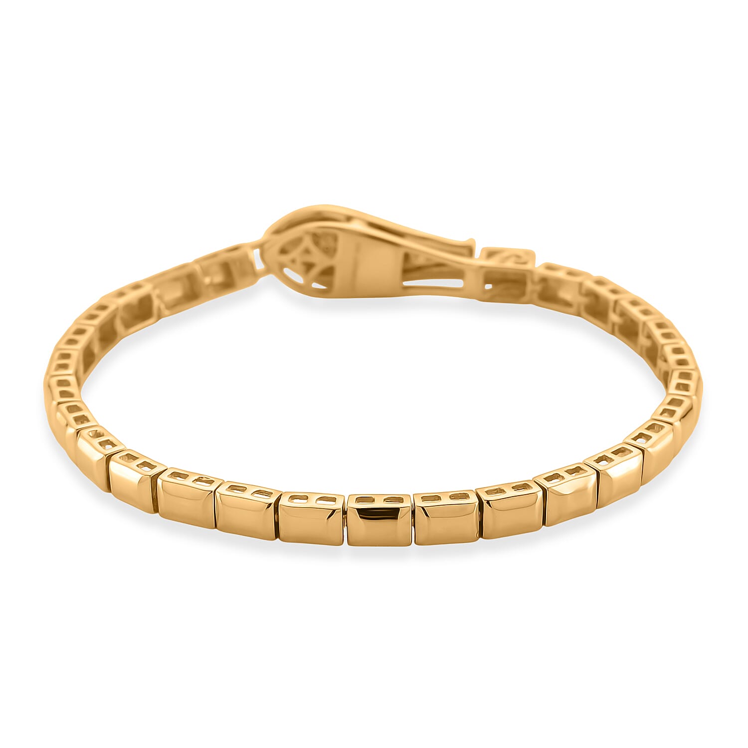 Luxuriant Lab Grown Diamond (SI-GH) Tennis Bracelet (Size 7.5) in 18K Vermeil Yellow Gold Plated Sterling Silver 0.20 Ct, Silver Wt. 14.14 Gms.