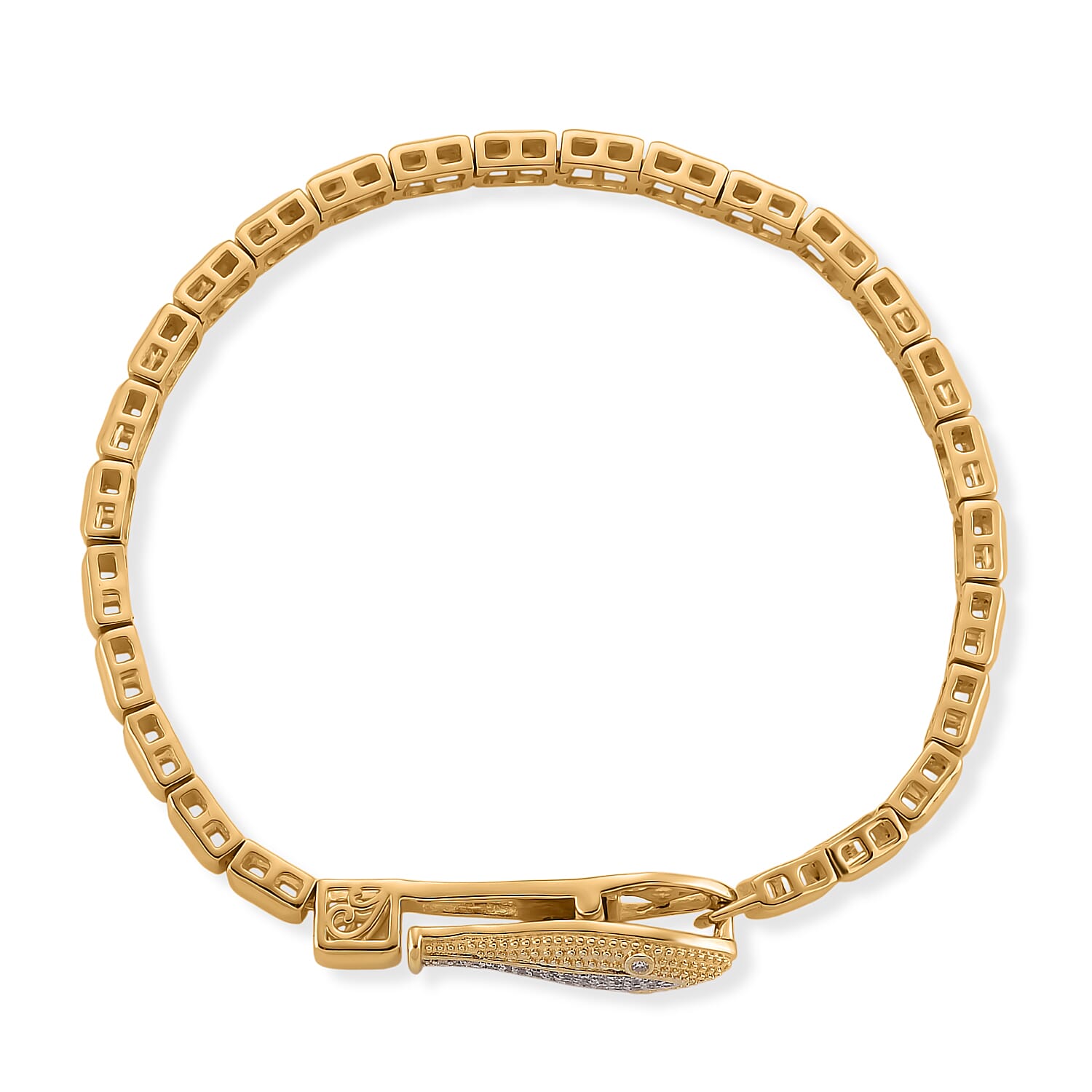 Luxuriant Lab Grown Diamond (SI-GH) Tennis Bracelet (Size 7.5) in 18K Vermeil Yellow Gold Plated Sterling Silver 0.20 Ct, Silver Wt. 14.14 Gms.