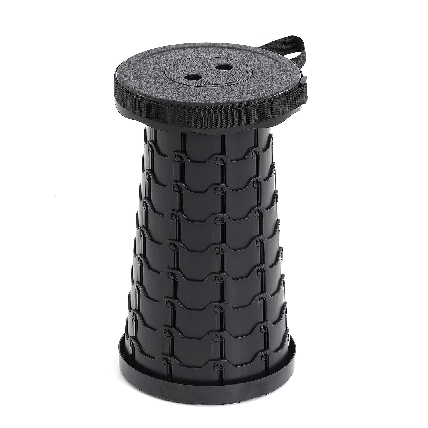 Portable Folding & Retractable Telescopic Stool (44cm Adjustable) - Black