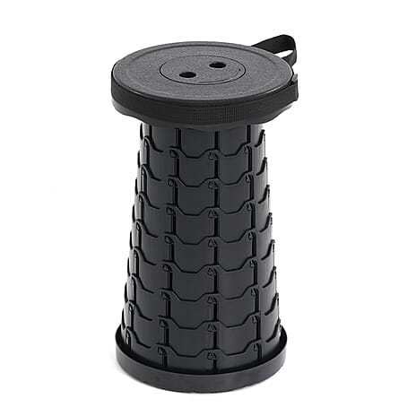 Portable Folding & Retractable Telescopic Stool (44cm Adjustable) - Black