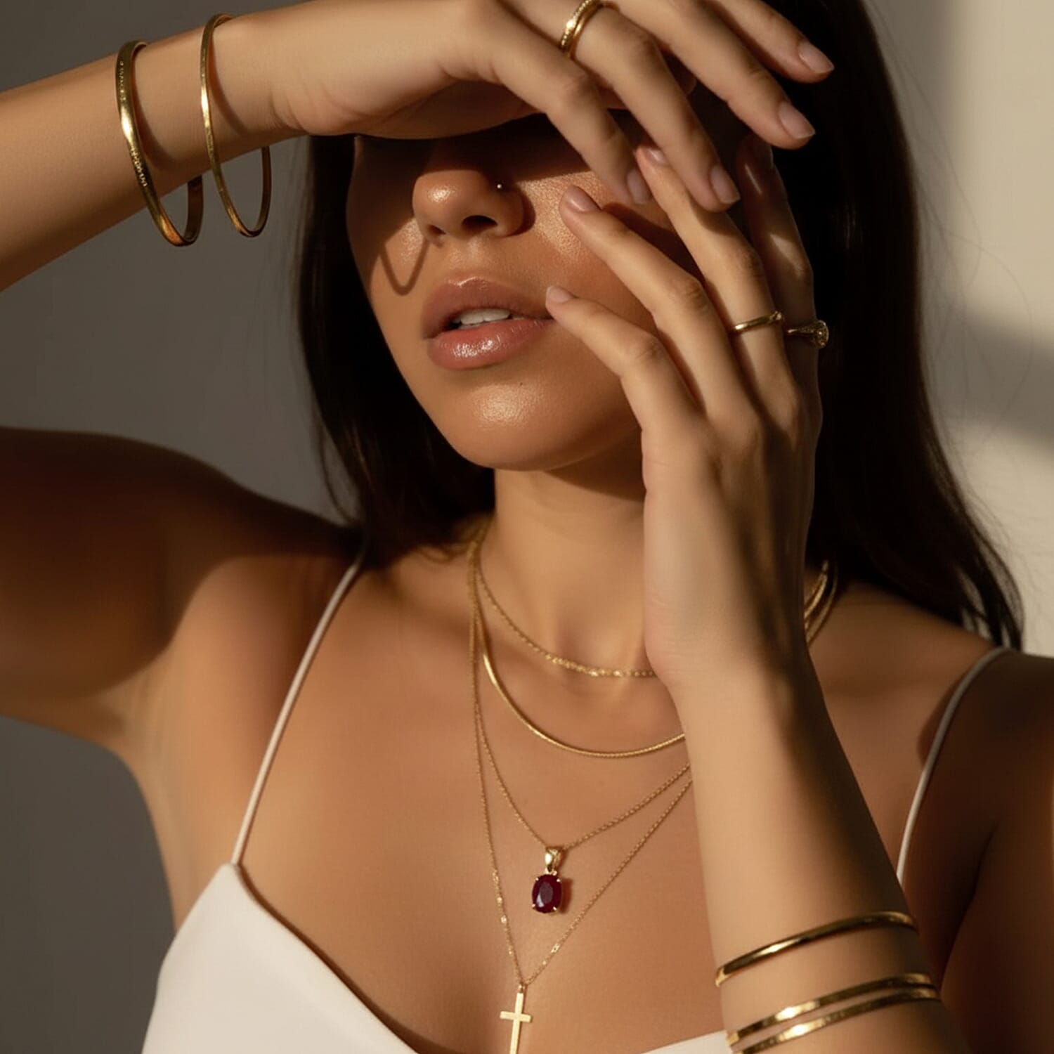 9K Yellow Gold Oval Cut AA African Ruby Pendant 1.25 Ct.