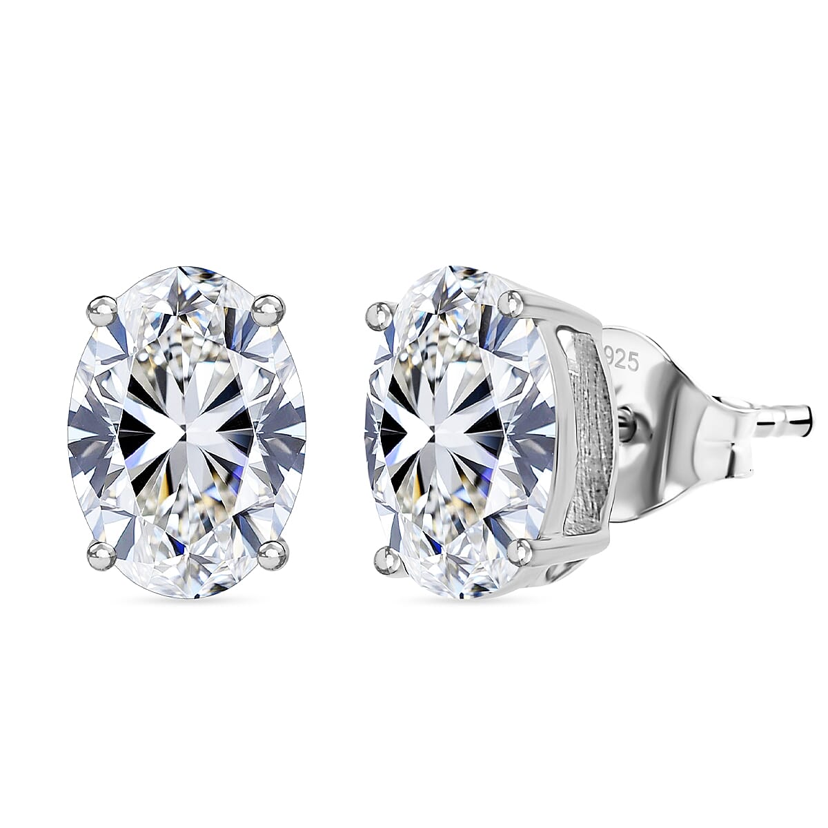 Luxuriant Lab Grown Diamond Solitaire Stud Push Post Earring in Rhodium OverlaySterling Silver  1.030  Ct.