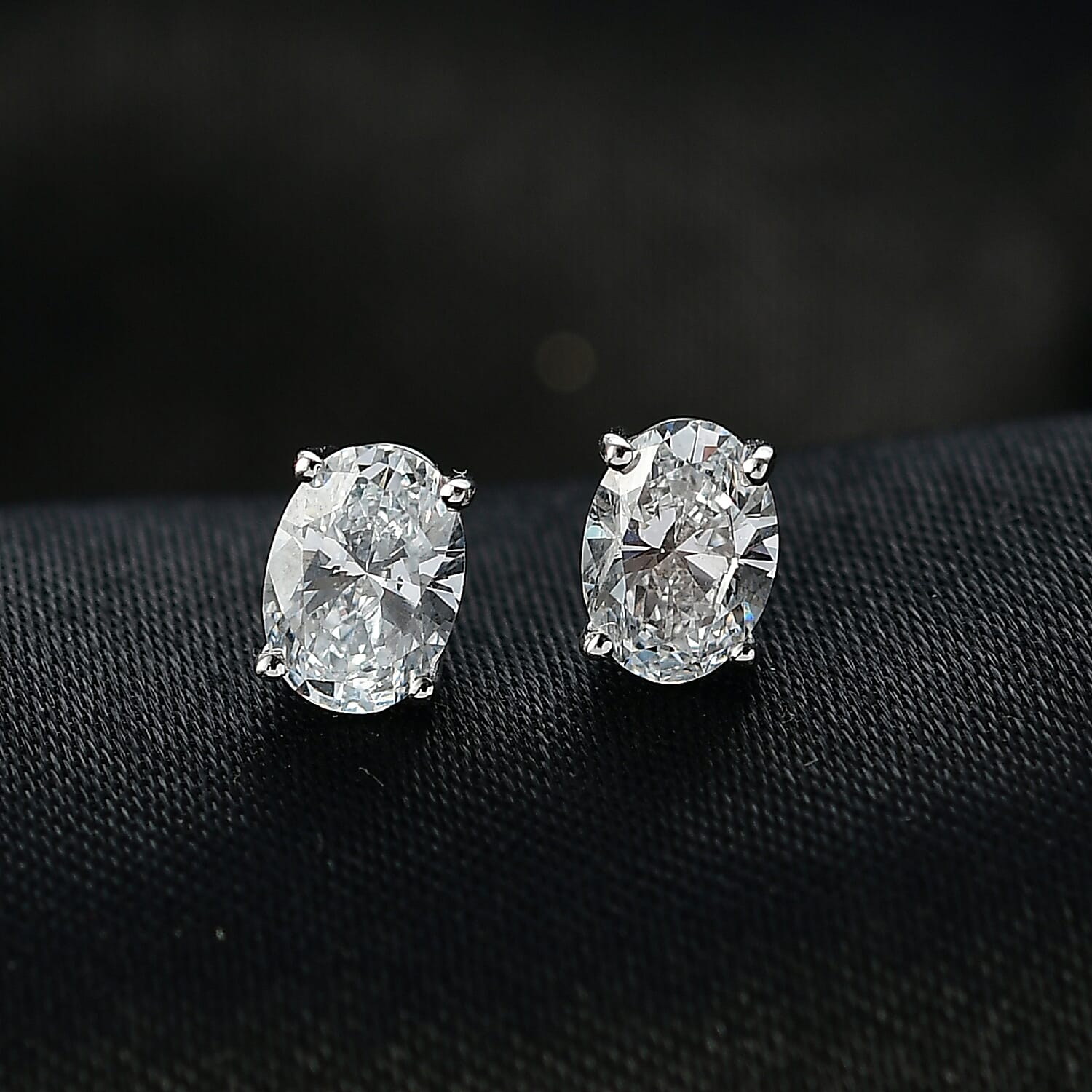 Luxuriant Lab Grown Diamond Solitaire Stud Push Post Earring in Rhodium OverlaySterling Silver  1.030  Ct.