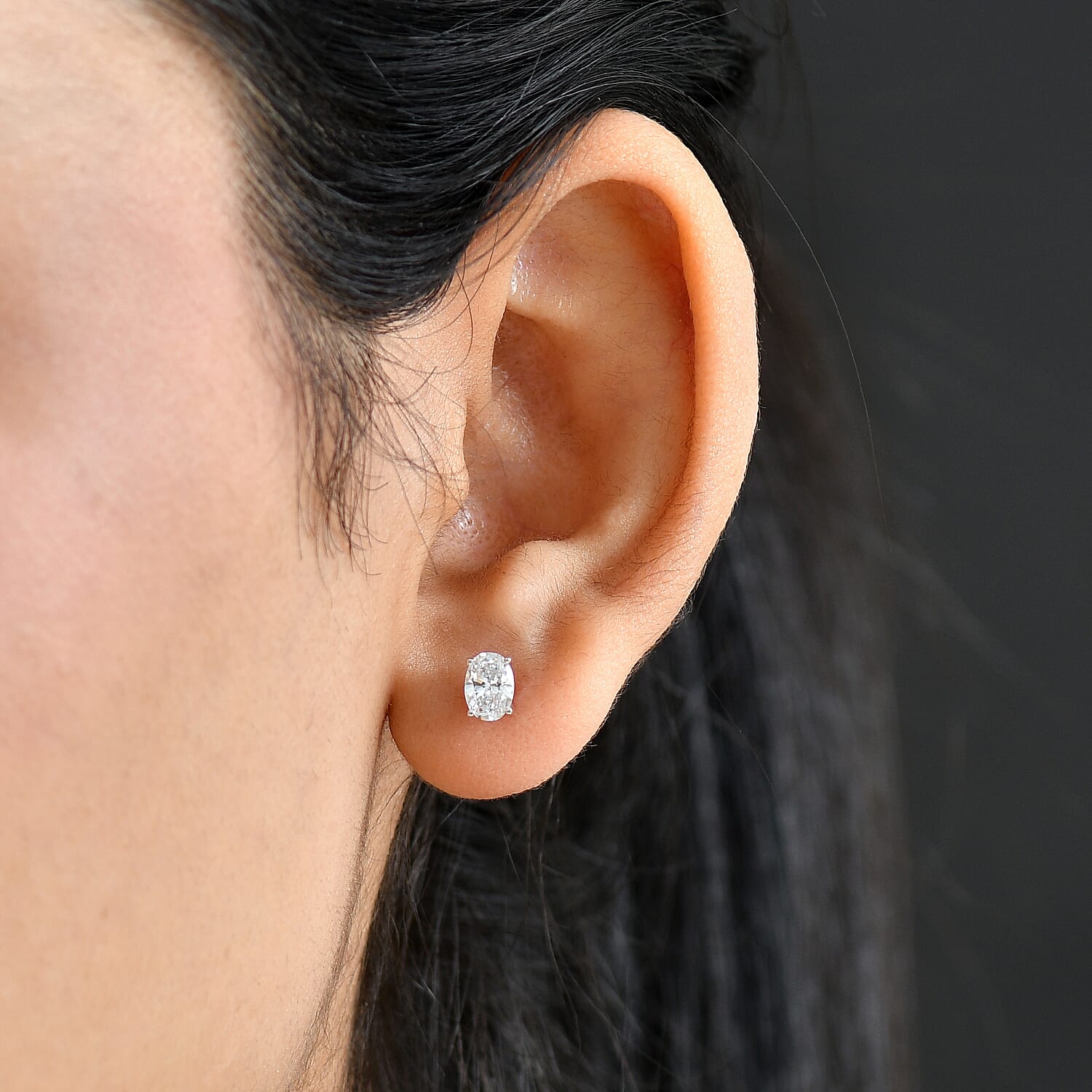 Luxuriant Lab Grown Diamond Solitaire Stud Push Post Earring in Rhodium OverlaySterling Silver  1.030  Ct.