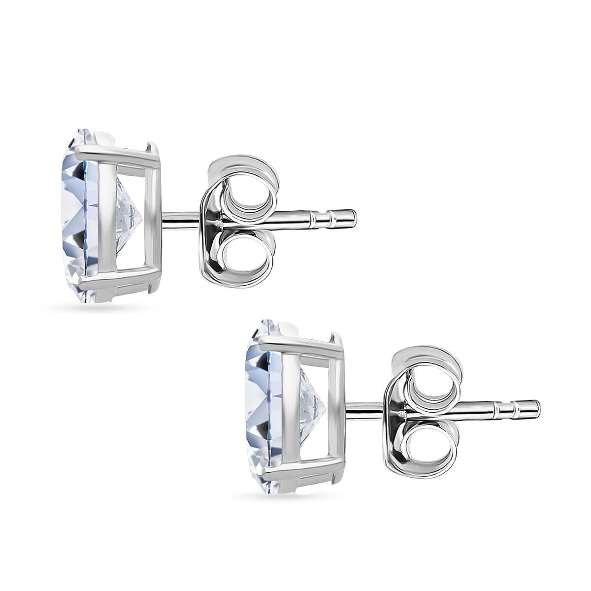 Luxuriant Lab Grown Diamond Solitaire Stud Push Post Earring in Rhodium OverlaySterling Silver  1.030  Ct.