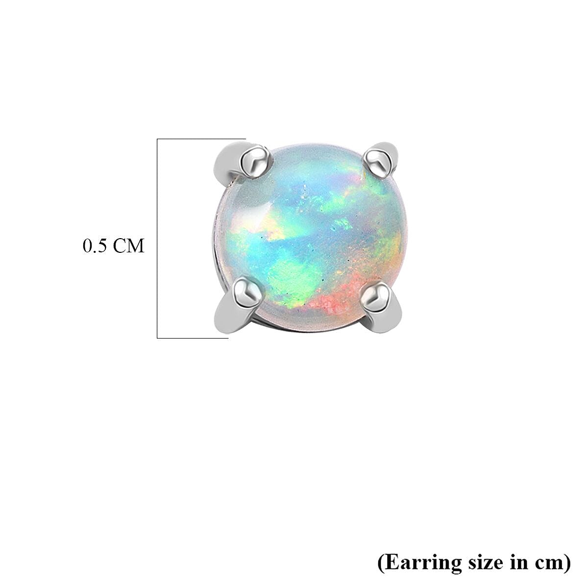 D'Joy Ethiopian Opal Earring with Push Back in Rhodium Overlay Sterling Silver