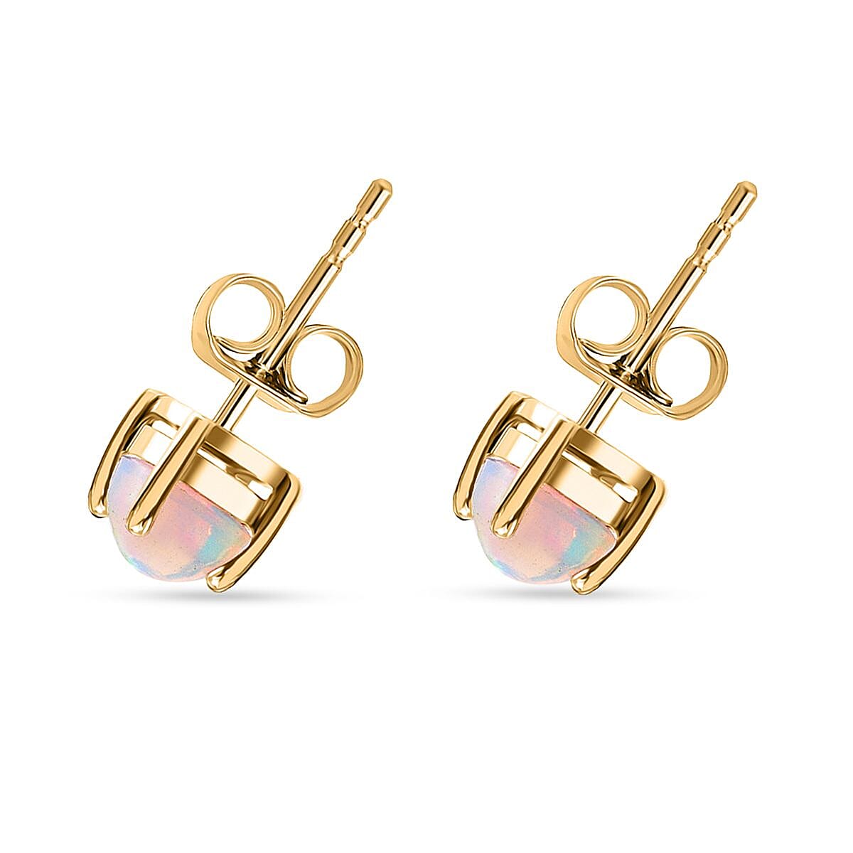 D'Joy Ethiopian Opal Earring with Push Back in Yellow Gold Plated Sterling Silver