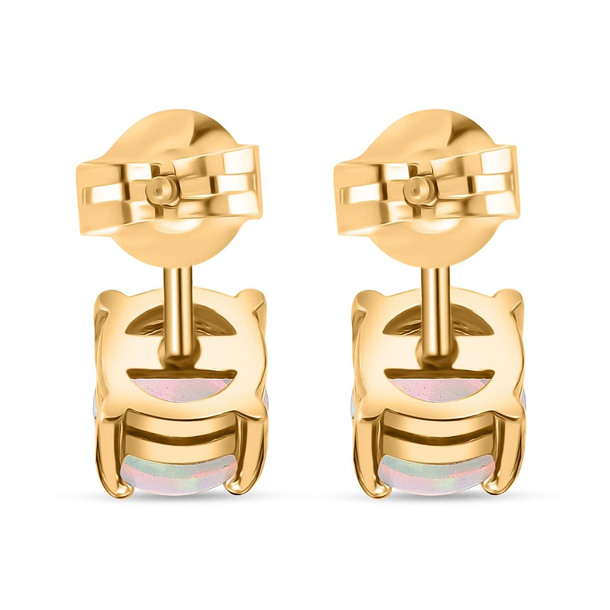 D'Joy Ethiopian Opal Earring with Push Back in Yellow Gold Plated Sterling Silver