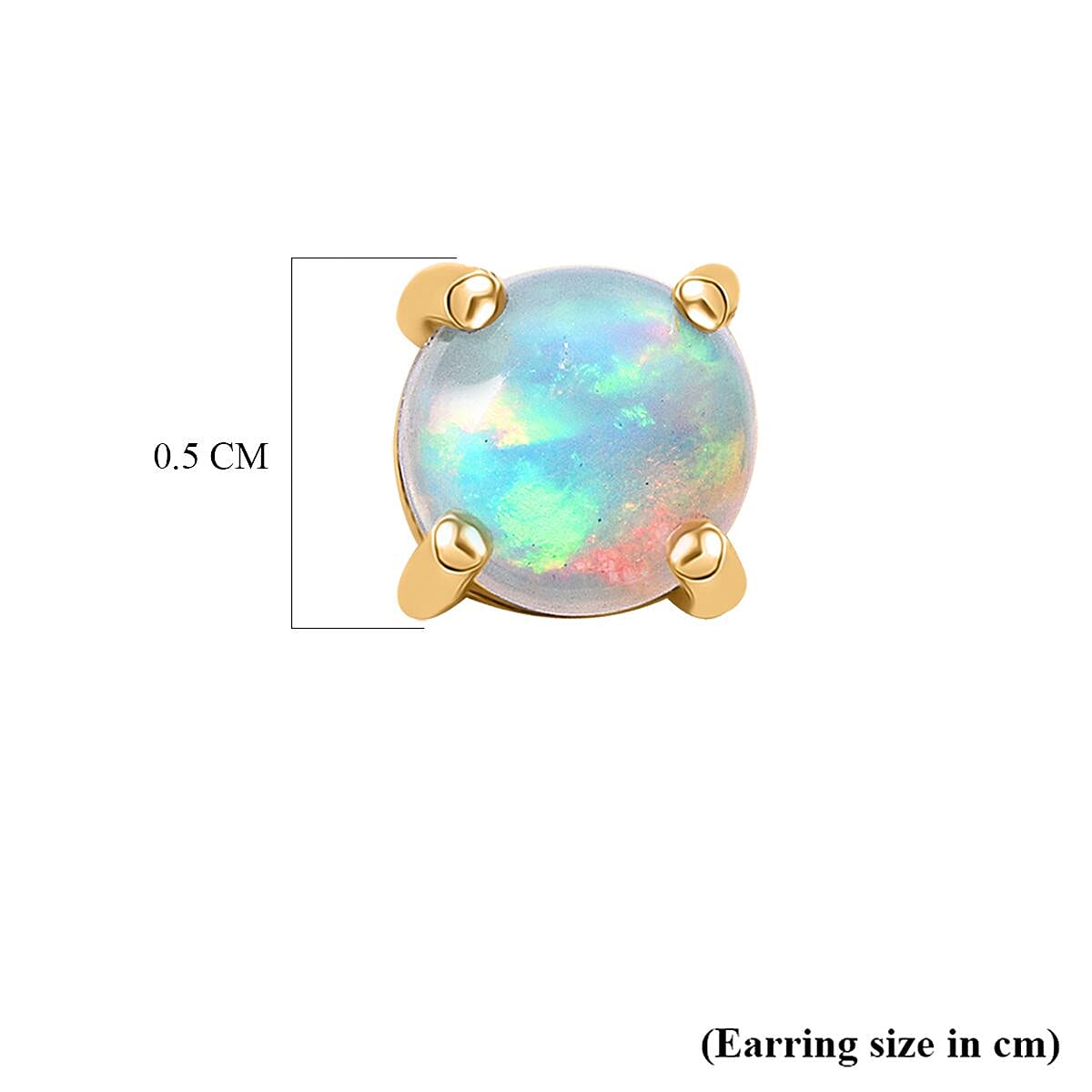 D'Joy Ethiopian Opal Earring with Push Back in Yellow Gold Plated Sterling Silver