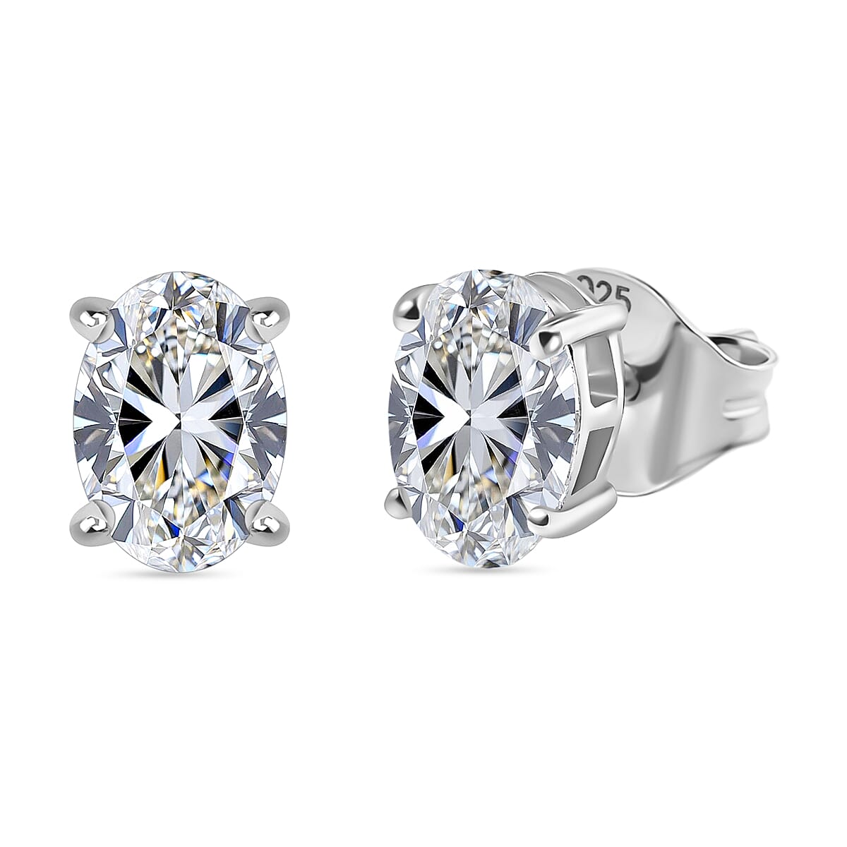 Luxuriant Lab Grown Diamond Solitaire Stud Push Post Earring in Rhodium OverlaySterling Silver  1.520  Ct.