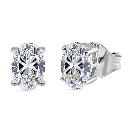 Luxuriant Lab Grown Diamond Solitaire Stud Push Post Earring in Rhodium OverlaySterling Silver  1.520  Ct.